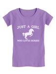 Tstars Horse Lover Gifts Just A Girl Who Loves Horses Shirt Equestrian Girls Shirts L (9-10) Lavender