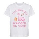 Dovitee I'm Going to be a Roarsome Big Sister, Cute Pink Dinosaur, Baby Announcement idea for Daughter