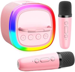 HWWR Karaoke Machine for Kids, Mini Karaoke Machine with 2 Wireless Microphones & Disco Lights for Home Party, Kids Christmas Birthday Gifts, Music Toys for Girls Boys Age 3 4 5 6 7 8 9 10 11 12+