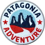 2 x Patagonia Badges Embroidered 60 mm / Patagonia Adventure / South America Chile Argentina Trekking Hiking Travel Torres del Pain / Iron-On Patch / Travel Guide Book Map