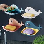 wolpin Soap Stand Holder For Bathroom Kitchen Sink Magic Stickers Wall Mounted (Pack Of 4 Pcs) Soap Dish Holder, Fish Design Multicolour(Plastic)