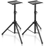 PYLE Speaker Stand- Heavy Duty Metal Tripod Base, Adjustable Height 34.0” to 53.0” Weight Capacity 90lbs, w/Safety Support Pin, Great for Satellite & Bookshelf Speakers -Studios & Performances- 2 Pack