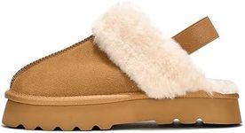 Project Cloud Genuine Suede Slippers for Women Indoor & Outdoor Disquette Womens Sandals Memory Foam Clogs for Women Shoes - Fur Water-Resistant House Shoes for Women Footwear (Slingy, Chestnut, 10)