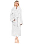PAVILIA Premium Womens Plush Soft Robe Fluffy, Warm, Fleece Sherpa Shaggy Bathrobe, White, Large-X-Large