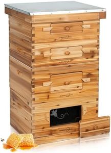 Bee Hive 10 Frame Bee Box Starter Kit, Beeswax Coated Bee Hives for Beekeepers, 2 Deep + 2 Medium Langstroth Beehive Kit, Beekeeping Supplies with Transparent Plastic Window and Queen Excluder