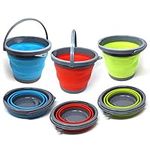 Bramble - 3 Collapsible Space Saving Portable Buckets, 5 Litre Multi-Use Household, Cleaning, Camping Buckets - Flattens to 5cm - 5L