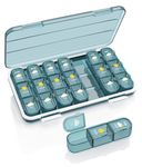 Pill Organizer 3 Times A Day, 7 Day Pill Box - Acedada Weekly Travel Pill Container, Large Medicine Dispenser Vitamins Case Supplements Holder Organizer, Blue