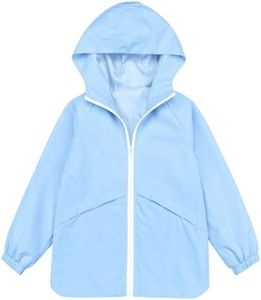 MODAFANS Boys Girls Rain Jacket Waterproof lined Hooded RainCoats Windbreaker 12-13T Blue