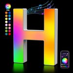 Light Up Letters USB Powered, LED Letter Lights Color Changing Alphabet Sign Gifts for Girls Women Party Birthday Decorations, APP Control, Night Light Christmas Valentine Wall Table Decor - H