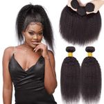 Urshiney Yaki Hair Bundles Long Brazilian Virgin Hair Bundle Kinky Straight Human Hair Bundles Yaki Hair Straight Weave Bundles Natural Color 3 Bundles Human Hair 300g 22 22 22 Inch