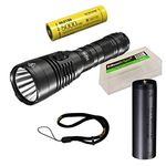 EdisonBright Nitecore MH25S 1800 Lumen USB-C Rechargeable 551 Yards Long Beam Throw LED Flashlight with 5000mAh Battery, Holster Battery Carrying case