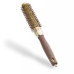 Olivia Garden Expert Blowout Speed – Gold & Brown - 25 - Ceramic Coated Round Brush with Extra Long Barrel for 25% Faster Blowouts