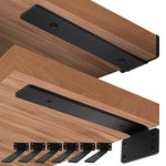 BUSSMEAN 6 Pcs Floating Shelf Brackets, 5mm(1/5") Thick Hidden Heavy Duty Industrial L Bracket, Premium Solid Steel Shelf Supports for Shelves, Black Rustic Wall Mounted Brackets for Shelves 8 Inch