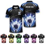 PRIMESTY Personalized Bowling Shirts for Men Custom Name and Team Name Bowling Polo Shirts Bowling Jerseys Size S-5XL