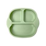 HEXONIQ® Baby Silicone Suction Plates, Baby Weaning Plate, Unbreakable Baby Plates with Suction for Toddlers Kids Self Feeding - Non-Slip Suction Divided Plate Suitable for High Chairs & Table (Green)