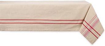 DII 100% Cotton, Machine Washable, Everyday French Stripe Kitchen Tablecloth for Dinner Parties, Summer & Outdoor Picnics - 60x120 Seats 10 to 12 People, Red