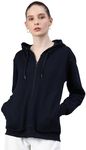 ADBUCKS Women's Solid Cotton Hooded Sweatshirt (in, Alpha, 6XL, Blue)