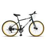 Omobikes Hampi Ace 7S | Shimano Gear 700C*35 Hybrid Cycle | Alloy Frame | Rigid Fork | for 15+ Years, Unisex(Black-Yellow)