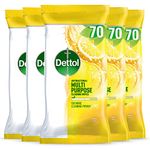 Dettol Cleaning Wipes, Citrus Zest, Total 350 Wipes (5 Packs X 70), Bathroom Wipes, Bathroom Cleaning, Biodegradable Wipes, Antibacterial, Disinfectant Wipes