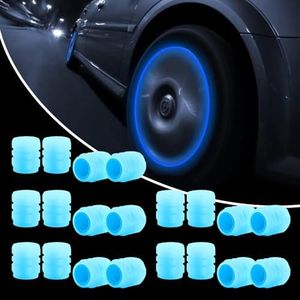 20PCS Glow-in-The-Dark Tire Valve Stem Caps, Fluorescent Luminous Tire ABS Valve Caps Universal Fit Air Valve Covers for Car Truck SUV Motorcycle Bike (Blue)