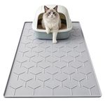 Garoopion Cat Litter Mat, Large 86x56cm Litter Tray Mat, Waterproof Silicone Pad, Easy to Clean, Grey