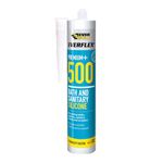 Everbuild Everflex 500 Bath And Sanitary Silicone – Interior And Exterior Application – Anti-Fungal – Quick Curing – White – 295ml Cartridge