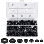 260 Pcs Rubber Grommets Kits, 7 Assorted Sizes Black Electrical Cable Holes Conductor Wiring Blanking Gasket Ring Grommets Assortment Kit for Protecting Wires, Plugs, Cables Holes (black)