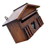 Healifty Wooden Cabin Mailbox Rustic Vintage Outdoor Rainproof Letter Box Suggestion Box Post Box for Home Bar House Decor 1pc