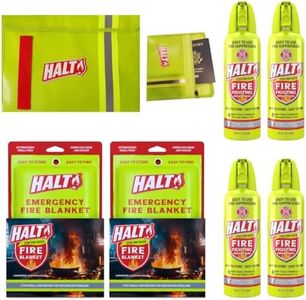 HALT! Family Fire Safety Bundle – 4 Fire Foam Sprays + 2 Emergency Blankets + 2 Fireproof Document Bags – All-in-One Home Emergency Kit