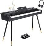 STRICH 88 Key Digital Piano, Hammer-Action Weighted Keyboard, Full Size Desk Cover Electric Piano Keyboard with Stand, 25Wx2 Speakers, Headphones, Three Pedal, SDP-350S(Color Black)