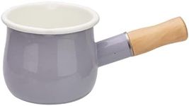 FYUEROPA Enamel Milk Pot, Butter Warmer Non-stick Mini Saucepan, 4 Inch 17 Oz Small Cookware with Wooden Handle(Purple)