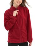 Argstar Women's Fleece Jacket, Lightweight Full Zip Classic Soft Casual Recreation Coat with Zipper Pockets Red XXL