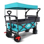 TMZ Outdoor Carry Cart, Foldable, Outdoor Wagon, With Roof, 26.4 gal (100 L), Large Capacity, 266.6 lbs (120 kg), No Assembly Required, Wild, Multi-Carry (Blue)