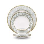 Noritake Japan - Porcelain Dinner Set of 37 pcs, Service for 8 - Luxury Dining and Kitchen Set - Hearth Collection Peach Valley Golden Dinnerware