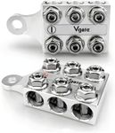 Vgate 12-Way Post Terminal Distribution Block Bus Bar, 8AWG up to 4/0(XL) AWG Gauge, for Lithium or AGM Lead Acid Battery with Bolt Down Ends or Threaded Studs, M10 or 3/8”-16