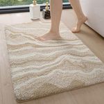 DEXI Microfibre Bath Mat 44 x 76 cm, Non-Slip Absorbent Bathroom Mats, Extra Soft Thick Absorbent Bathmat, Washable Rugs for Shower Floor, Beige