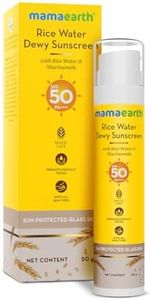 Mamaearth Rice Water Dewy Sunscreen with Rice Water & Niacinamide 50 g | Gives SPF50 & PA++++ Protection | For Glass Skin Glow | Evens Skin Tone | UVA & UVB Protection | No White Cast | All Skin Types