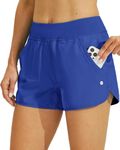 WILLIT Women's 3" Quick Dry Swim Board Shorts with Brief Liner UPF 50+ Swimming Bottoms Trunks Royal Blue M