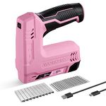 WORKPRO Cordless Staple Gun | 2 in 1 Electric Nail Gun with 1000pcs Staples and 1000pcs Nails | Lightweight Electric Stapler with Triple Safety Mechanism | Ideal for Upholstery, Roofing, Carpeting