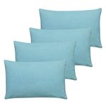 Mattress Protector Water Resistant & Dust Mite Soft Terry Cotton Pillow Cover with Zipper & Protector - Standard Size - 18 X 28 Inch - Blue - Set of 4