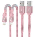 Lightning Cable 10FT iPhone Cable 2Pack Apple MFi Certified iPhone Cord Long Fast Charging Cord Compatible with iPhone 12 11 Pro Max Mini XS XR X 10 8 7 Plus 6s 6 SE 2020 iPad (Pink)