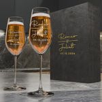 Custom Champagne Flutes Set - Wedding Gift Champagne Glasses - Personalized Bride & Groom Champagne Flutes - Mr & Mrs - Set of 2 - Couple Wedding Gifts Idea, Anniversary, Engagement Toasting Glasses