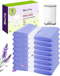 KeeTidy Disposable Diaper Bags Compatible with DEKOR MINI Diaper Pails, 20% Extra Length Diaper Pail Refill Bags with Lavender Flavor, Holds up to 2400 Diapers, 8 Pack