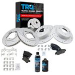 TRQ Performance Brake Rotor & Ceramic Pad Front & Rear Kit w/Chemicals