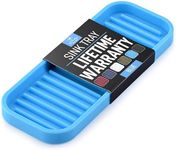 Zulay (9x3.5) Silicone Sponge Holder for Kitchen Sink - Flexible Multipurpose Kitchen Soap Tray Sponge Holder - Sink Organizer Tray for Kitchen, Bathroom, Makeup, Trinkets & More (Blue)