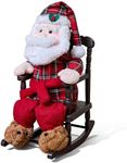 Christmas Animated Decoration Rocking Chair Santa Claus Plush, 18inch Talking Santa Decor, Animatronic Collectible Figurines with Sing, Mouth Move, Illuminated Face, Sitting Xmas Gift for Indoor, Home