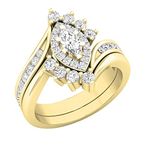 Dazzlingrock Collection 0.95 ctw Marquise & Round Diamond Wedding Ring Matching Band Set for Women (Color I-J, Clarity I1-I2) in 14K Yellow Gold Size 5, 5, Natural White Diamond Yellow Gold, Diamond