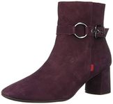 Marc Joseph New York Women's Leather Block Heel with Buckle Detail Madison Bootie Ankle Boot, Wine Nubuck, 5 UK