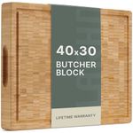 LARHN Bamboo Butchers Block - 40 x 30 x 4 cm - Thick End Grain Chopping Board for Cutting, Slicing and Carving Meat, Fish and Vegetables
