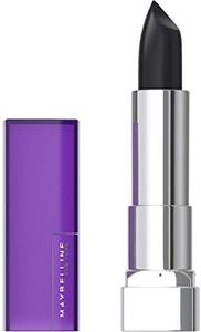 Maybelline Color Sensational Lipstick, Lip Makeup, Matte Finish, Hydrating Lipstick, Nude, Pink, Red, Plum Lip Color, Pitch Black, 0.15 oz; (Packaging May Vary)